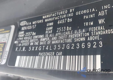 2018 Kia Optima S z USA, uszkodzony, nr VIN 5XXGT4L35JG236923